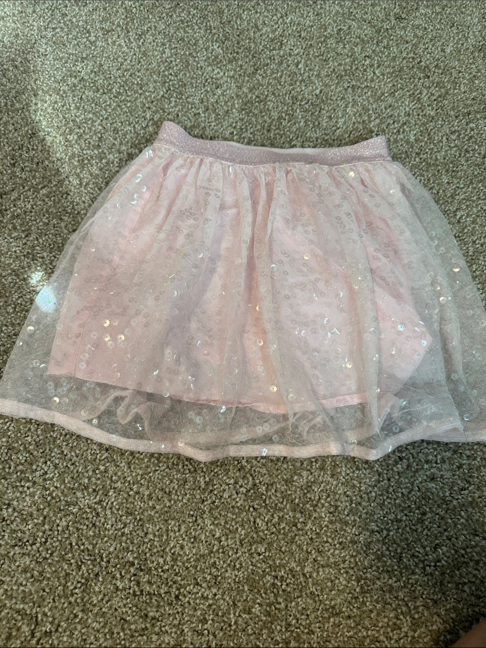Girls' Pink Sequin Tulle Skater Skirt
